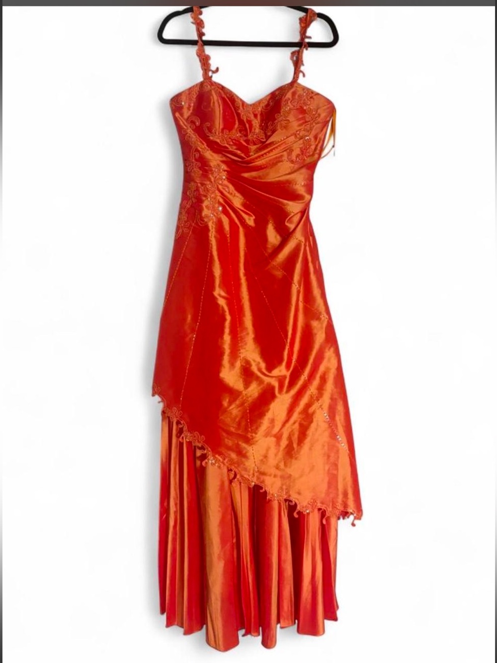 NWT Vintage 2000s Lenovia Bright Orange Beaded Prom Dress | Deadstock Y2K Formal